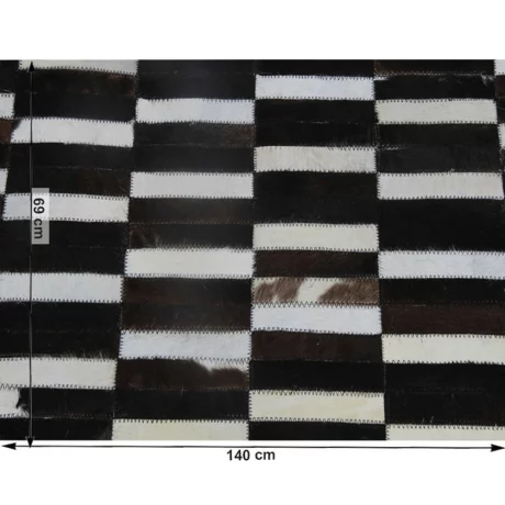 Covor de lux din piele, maro/negru/alb, patchwork, 69x140, PIELE DE VITA TIP  6