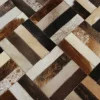 Covor de lux din piele, maro/negru/bej, patchwork, 120x180 , PIELE DE VITA TIP 2