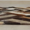 Covor de lux din piele, maro/negru/bej, patchwork, 170x240 , PIELE DE VITA TIP 2