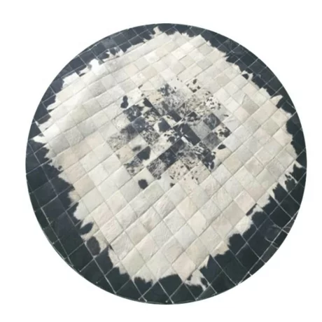 Covor de lux din piele, negru/bej/alb, patchwork, 150x150, PIELE DE VITa TIP 9
