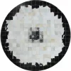 Covor de lux din piele, negru/bej/alb, patchwork, 150x150, PIELE DE VITa TIP 9