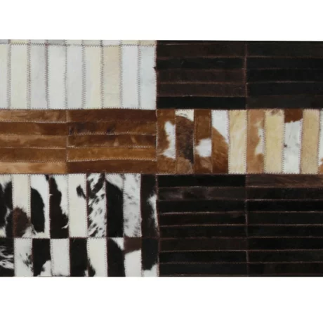 Covor de lux din piele, negru/maro/alb, patchwork, 201x300, PIELE DE VITa TIP 4