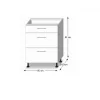 Dulap inferior cu 3 sertare, stejar sonoma/alb, LINE D60S3