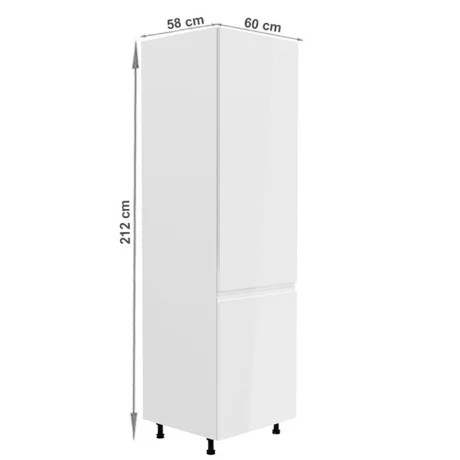 Dulap pentru frigider, alb/alb luciu extra ridicat, de dreapta, AURORA D60ZL
