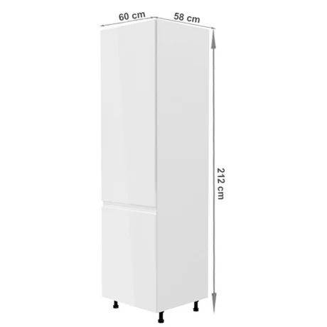 Dulap pentru frigider, alb/alb luciu extra ridicat, de stanga, AURORA D60ZL