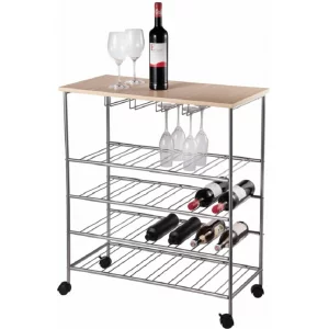 Etajera pentru vin, natural/argintiu, GROBY