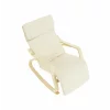 Fotoliu balansoar, lemn pin, textil crem, SIVERT