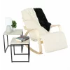 Fotoliu balansoar, lemn pin, textil crem, SIVERT