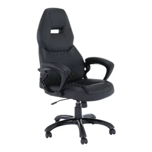 Fotoliu birou, piele eco neagra, HEVYR