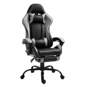 Fotoliu birou/gaming cu suport pentru picioare, negru/gri, TARUN