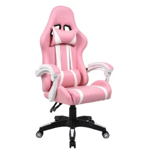 Fotoliu birou/gaming, roz/alb, PINKY