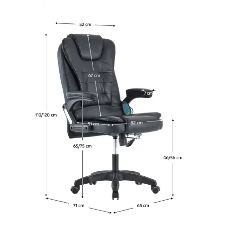 Fotoliu de birou cu functie de masaj, negru, TYLER NEW