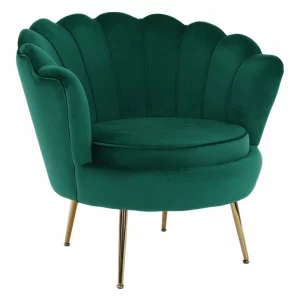 Fotoliu in stil Art-deco, catifea Velvet smarald/crom auriu, NOBLIN NEW