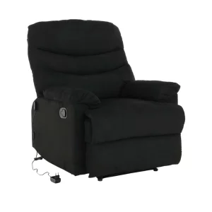 Fotoliu reglabil masaj, material textil catifea negru, LAMBERT