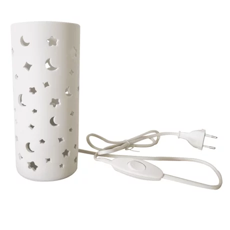 Lampa de masa din ceramica, model alb / luna, DANAR