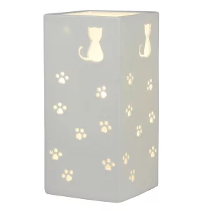 Lampa de masa din ceramica, model alb / pisica, BELLE TIP 2
