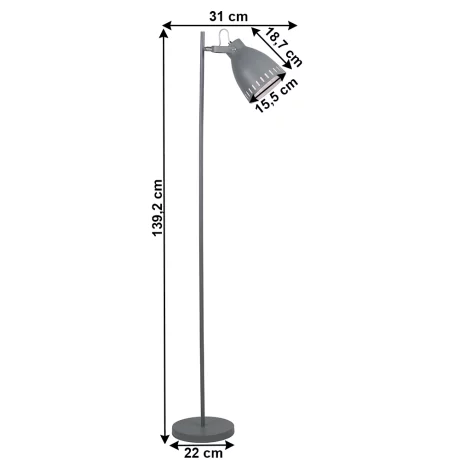 Lampa de podea, gri / metal, AIDEN TIP 2