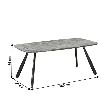 Masa de luat masa, gri carbon / negru, 180x90 cm, ADELON