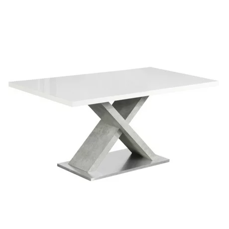Masa dining, alb HG extra lucios/beton, 160x90 cm, FARNEL