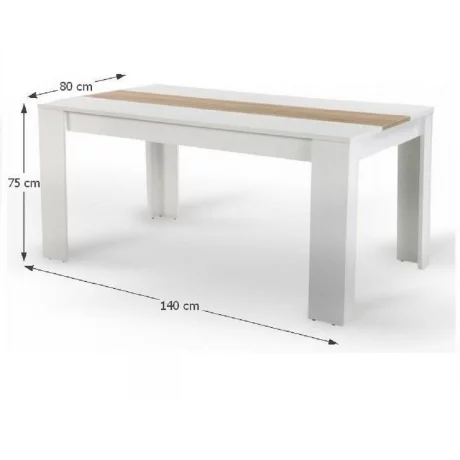 Masa dining, alba/stejar sonoma, 140x80 cm, RADIM NEW