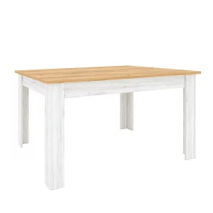 Masa dining extensibila, stejar craft auriu / stejar craft alb, 135-184x86 cm, SUDBURY