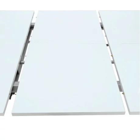 Masa dining, pliabila, MDF / metal, alb stralucitor HG, 150-190-230x90 cm, DARO
