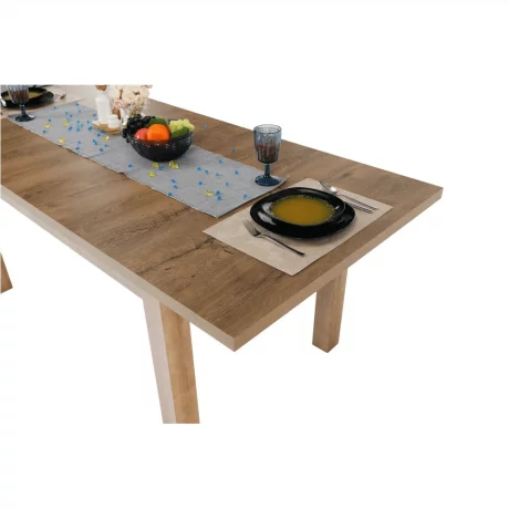 Masa extensibila pentru dining, stejar lefkas inchis, 160-203x90 cm, MONTANA STW