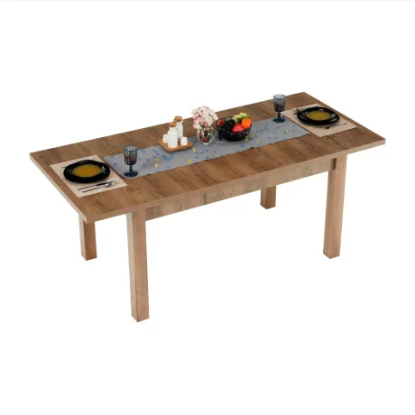 Masa extensibila pentru dining, stejar lefkas inchis, 160-203x90 cm, MONTANA STW