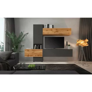 Mobilier living, gri maro lava foarte mat/stejar wotan, BRISTOL