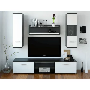 Mobilier pentru living, negru/alb, WAW NEW