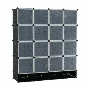 Organizator de dulap modular, negru / alb lapte, RODAN TYPE 2