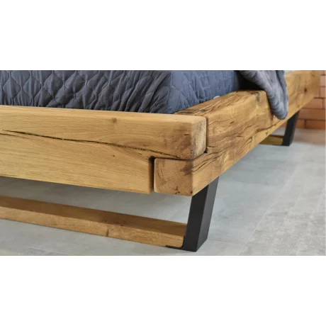 Pat din lemn, picioare metalice Laura: latimea patului - 160 x 200 cm