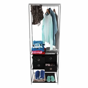 Raft multifunctional pentru dulap, argintiu / negru, CODY