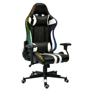 Scaun de birou / joc cu iluminare RGB, model negru / alb / culoare, ZOPA