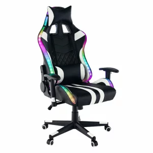 Scaun de birou / joc cu iluminare RGB, model negru / alb / culoare, ZOPA NEW