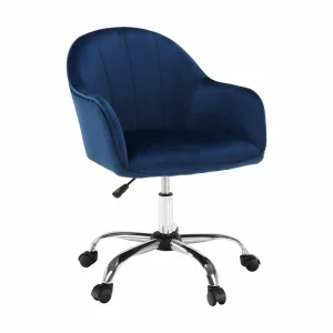 Scaun de birou, material textil din catifea albastru / crom, EROL