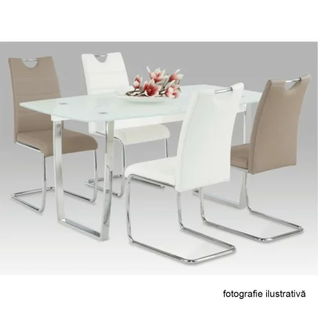 Scaun dining,  negru / cusaturi deschise la culoare, ABIRA NEW