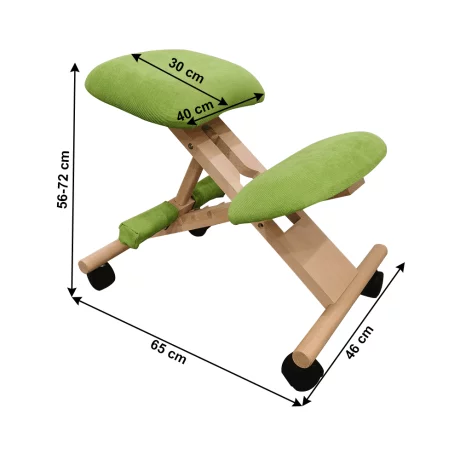 Scaun genunchi ergonomic, verde/ fag, GROCO