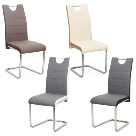 Scaun, material textil bej/piele ecologica bej/crom, IZMA