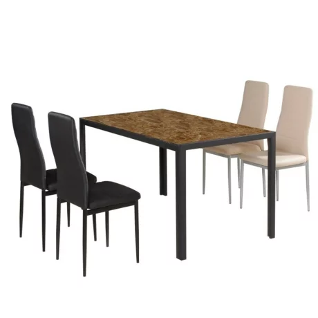 Scaun, piele eco roz pudra/metal gri, COLETA NOVA