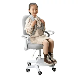 Scaun reglabil cu suport pentru picioare si curele, gri/alb, ANAIS