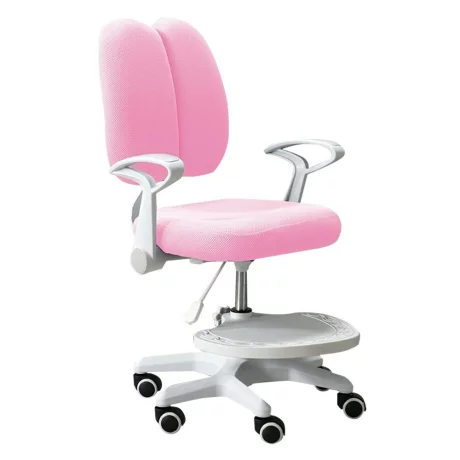 Scaun reglabil cu suport pentru picioare si curele, roz/alb, ANAIS