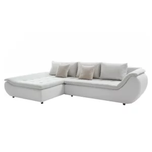 Set canapea, alb/gri deschis/roz pudra, tesatura Soro stanga, BRATO
