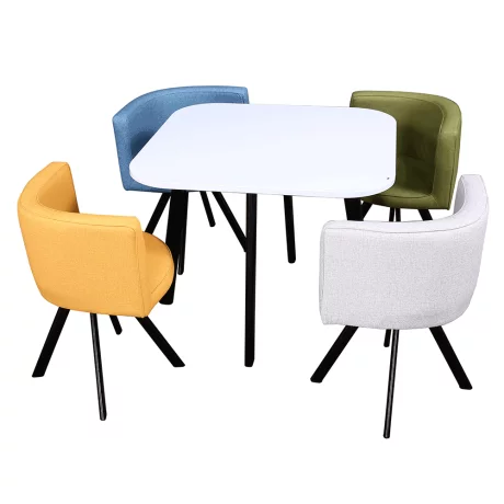 Set masa cu scaune 1 + 4, alb / mix de culori, BEVIS