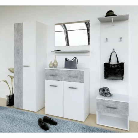 Set mobila vestibul, alb/beton, SIMA