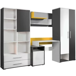 Set pentru copii / studenti, antracit / alb / galben, MASIMO