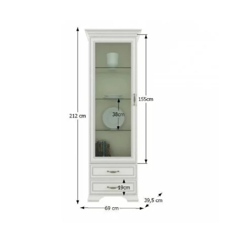 Vitrina 1W2S, woodline crem, TIFFY 04