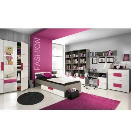 Vitrina, gri/alba/mov, LOBETE 81