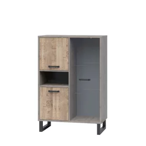 Vitrina, stejar nisipiu / gri, BARIA 2D1W